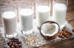 Different types of non-dairy milk photo