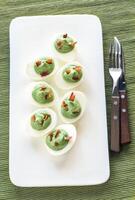 Spinach and bacon deviled eggs photo