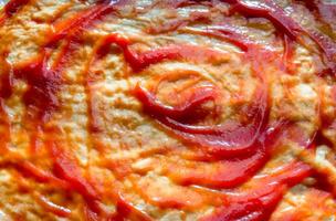 Surface of uncooked pizza photo