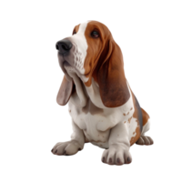 Generated AI basset hound dog on transparent background png