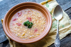 Soup with red lentils and bulgur photo