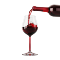 Generated AI red wine pouring into a glass on transparent background png