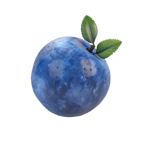 Generated AI blueberry fruit with leaf on transparent background png