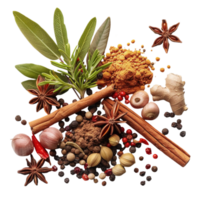 Generated AI spices and herbs on transparent background png