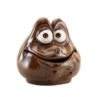 Generated AI chocolate frog with big eyes and a smile on transparent background png