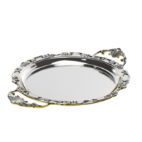 Generated AI a silver tray with a gold handle on transparent background png