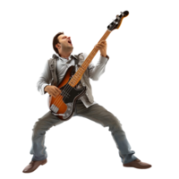 Generated AI a man playing an electric guitar on transparent background png