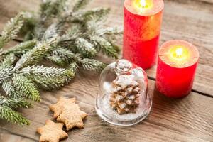 Homemade sweet Christmas tree under the glass dome photo