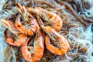 Asian noodles with shrimps photo