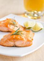 Roasted salmon steak photo