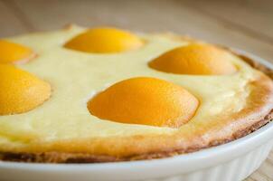 Peach tart closeup photo