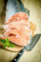 Fresh salmon steaks photo