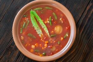 Portion of Minestrone soup photo