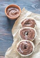 Bagels with chocolate cream photo