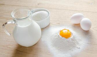 Basic ingredients for sweet bread photo