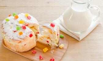 Homemade panettone with milk photo