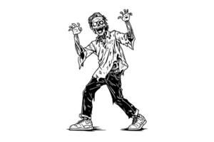 Zombie hand drawn ink sketch. Engraved style illustration. vector