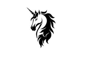 negro y blanco unicornio cabeza bosquejo logo para moderno fantasía Arte. vector