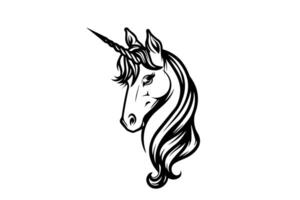 Magical Unicorn Head Mystical Symbol of Fantasy Logotype Illustration. vector