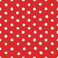 Seamless Tiling Hand Drawn Classic Red and White Polka Dot Pattern vector