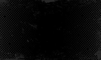 Dark Rough Grunge Gritty Halftone Pattern Dots on Black Background Distressed Spilled Ink Overlay Design vector