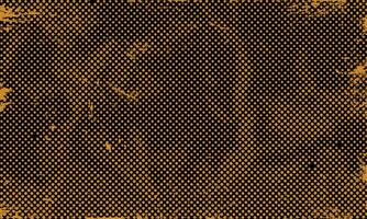 Dark Grunge Gritty Halftone Pattern Yellow Dots on Black Background Distressed Spilled Ink Frame Design vector