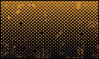 Abstract Rough Yellow Dotted Halftone Retro Paper Spilled Ink Print Texture Filter with Dark Background vector