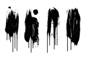 Ink and Paint Dynamic Splash with Black Stain and Grunge Texture. vector
