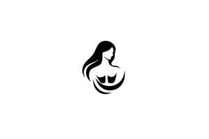 Beauty Logotype Icon Illustration of Elegant Woman's Silhouette. vector