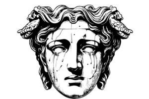 antiguo mitología en moderno cabeza Arte ilustración de un griego estatua rostro. vector