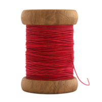 Generated AI a spool of red thread on a wooden spool on transparent background png