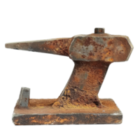 Generated AI an old rusty iron anvil on transparent background png