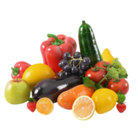 Generated AI a bunch of fruits and vegetables on transparent background png