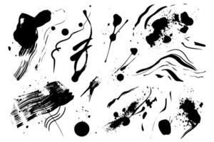 Handcrafted Elements Collection Ink Splatter Sketch Styles and Textures Designs. vector