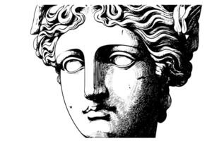 Ancient Mythology in Modern Head Art Illustration of a Greek Statue Face. vector