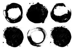 Round Ink Frame Set Grungy Circles and Splatters for Vintage Design. vector