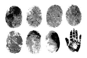 Forensic Evidence Collection Set of Fingerprints, Thumbprints, and Handprints. vector