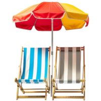 strand stolar med sommar strand paraplyer, transparent bakgrund png