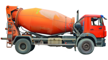 Concrete mixer truck, transparent background png