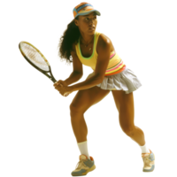 fêmea tênis jogador exitos a bola com uma raquete, transparente fundo png