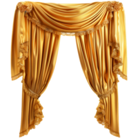 Luxury gold curtain frame, transparent background png