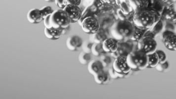 Seamless 3D render animation abstract silver metallic gray morphing slow motion moving molecules metaballs meta balls monochrome art bubbles spheres liquid metal mercury background backdrop wallpaper video