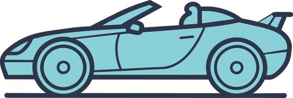 Roadster Cartoon Car Icon Blue Teal and Black Outlined, Sports Car, Supercar , Clip Art vector