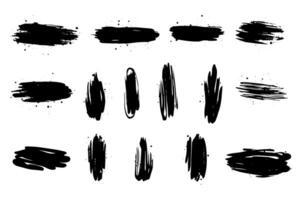 Eroded paintbrush set, brush strokes templates. Grunge design elements for social media. Rectangle text boxes or speech bubbles. Dirty distress texture background. vector
