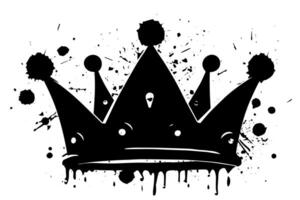 King's Crown Hip Hop Street Art with Grunge Spray Paint Drip and Graffiti Font. vector
