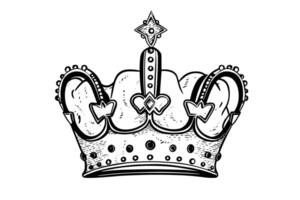 Vintage crown hand drawn ink sketch. Engraved style illustration. vector