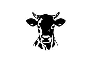 Black cow head logotype for meat industry or farmers market hand drawn stamp effect illustration. vector