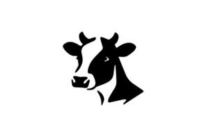 Minimalistic ink silhouette cow logotype,label or emblem design isolated on white background. illustration. vector