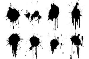 Abstract Ink Splatter Set Grungy Black and White Texture. vector