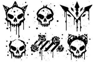 conjunto de mano dibujado bosquejo grunge tinta grafito garabatear remar. tatuaje recopilación. ilustración embalar. vector